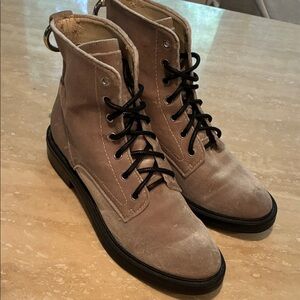 DV by Dolce Vita Tan Velvet Ankle Boots Silver hook back Velvet Booties